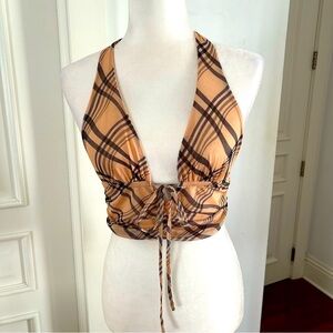 I.AM.GIA Halter Crop Top Plaid